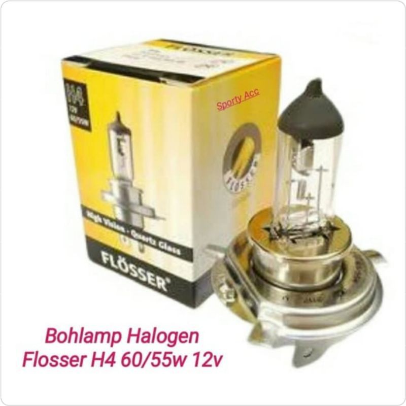 Bohlam Halogen H4 12V 60/55W P43t Merk Flosser