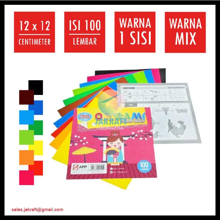 

Kertas Origami Sidu 12 X 12 Cm Isi 100 Mix 10 Warna 1 Sisi Sinar Dunia Kode 114