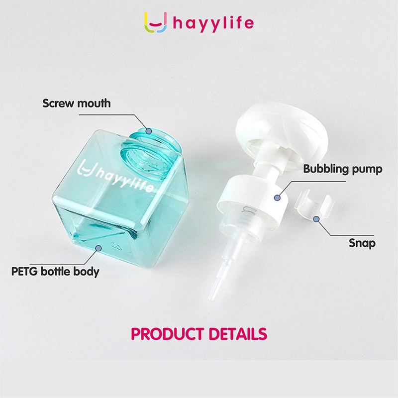 SOOKA Flower Press Bottle-250ml Square PET Bunga Bentuk Botol Busa Press Bunga Pembersih Tangan Botol Makeup Sub-pembotolan HL-AGB747