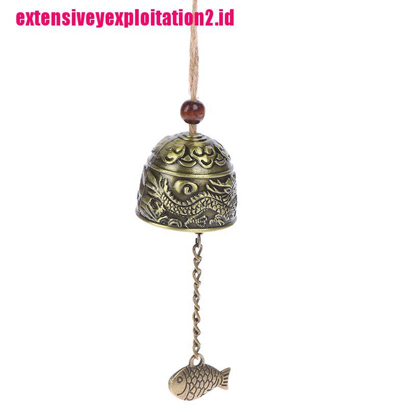 &lt; E2id &amp; &gt; Lonceng Angin Motif Naga Phoenix Fengshui Bahan Metal Gaya Vintage Untuk Dekorasi Rumah