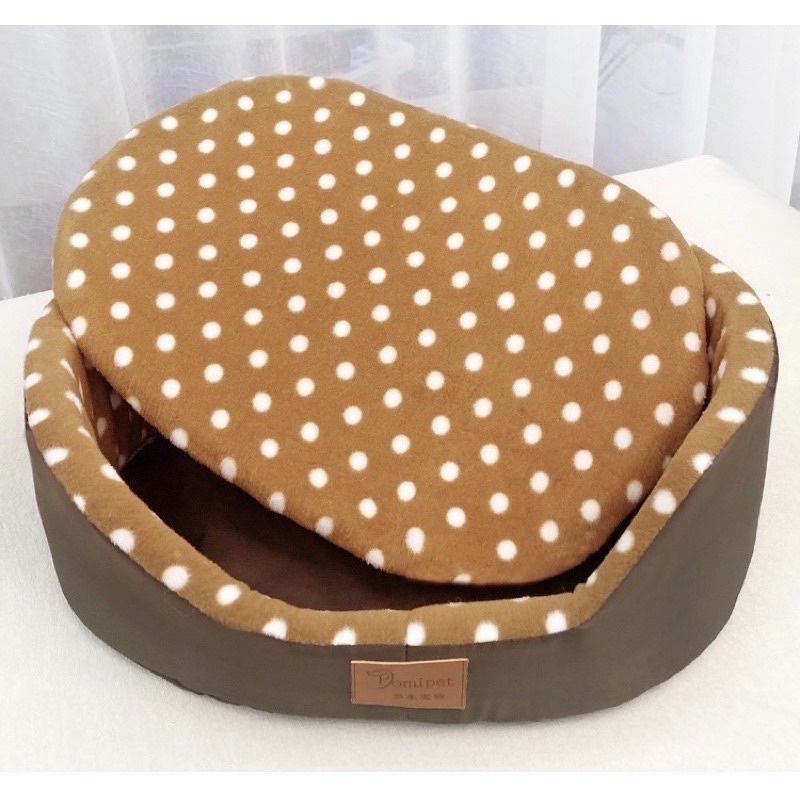 Tempat Tidur Anjing Kucing Brown Polka Bed for Pet Dog Cat