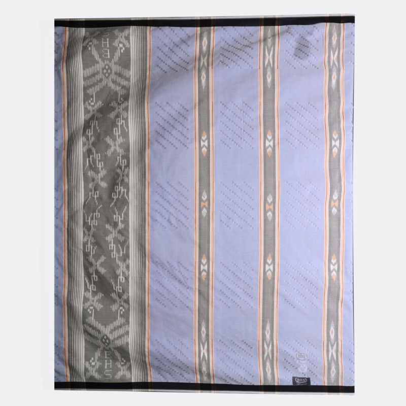 Sarung BHS Royal Silver Motif Crepe Timbul Ikat Warna Biru Abu // BHS CTI