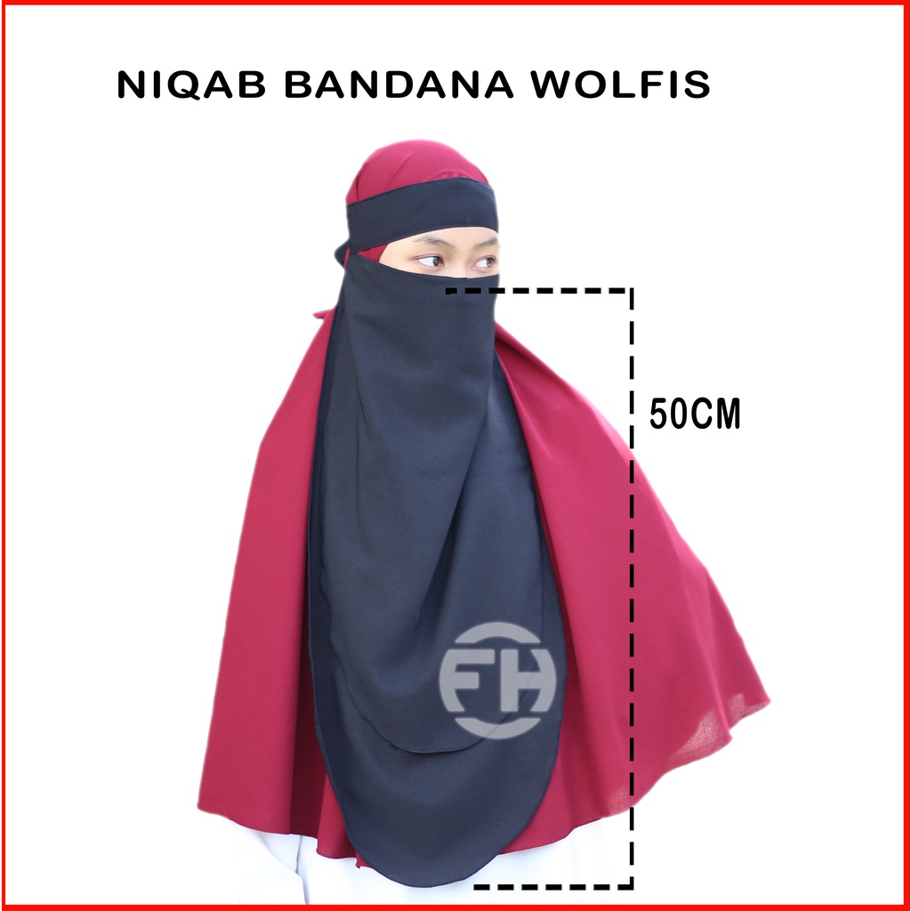 Niqab Bandana Tanpa Jahitan Dibawah Mata 2 layer Bahan Wolfis