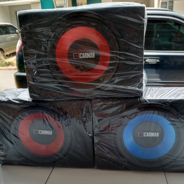 Subwoofer carman12in dobel coil plus box-kabel 4mtr-tinggal-pasang