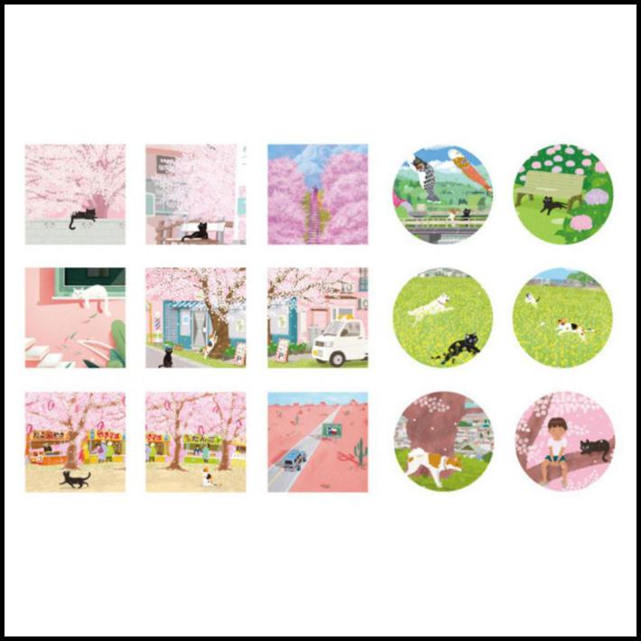

Japanese Sakura Cat Stickers Stiker Cherry Blossom Kucing Scrapbook