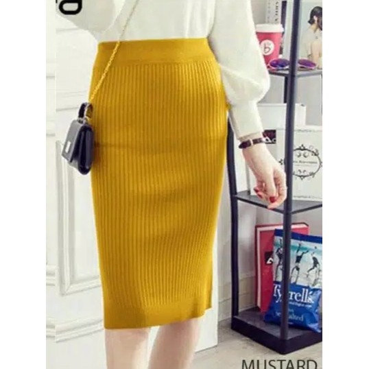 MIDI SKIRT WANITA / Midi Skirt Rajut / Rok Span Rajut 7/8 / Rok pendek wanita / rok rajut wanita / m