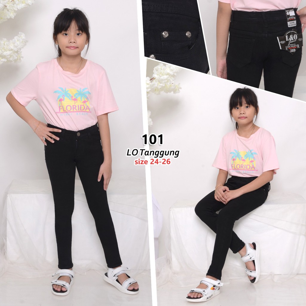 ( Size 24-26 ) MC girl Celana Jeans Panjang Premium Anak Tanggung / Celana Pensil Skinny Denim Anak Perempuan Lgo