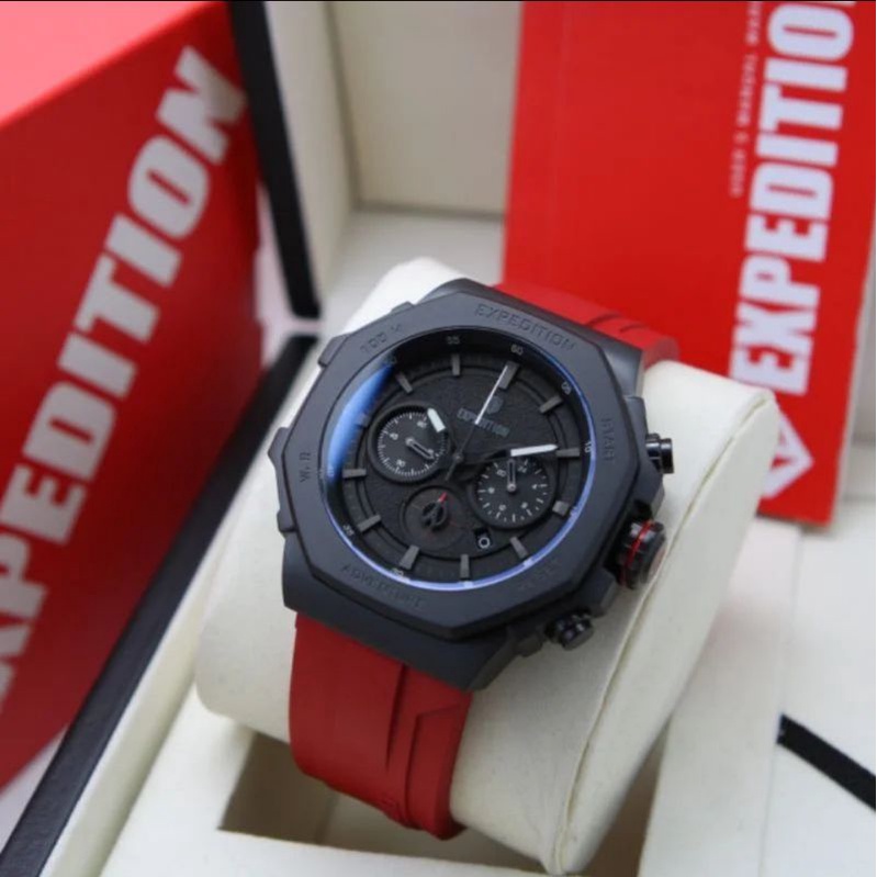 Jam Tangan Expedition E 6816 Pria / E6816 M Black Red Original