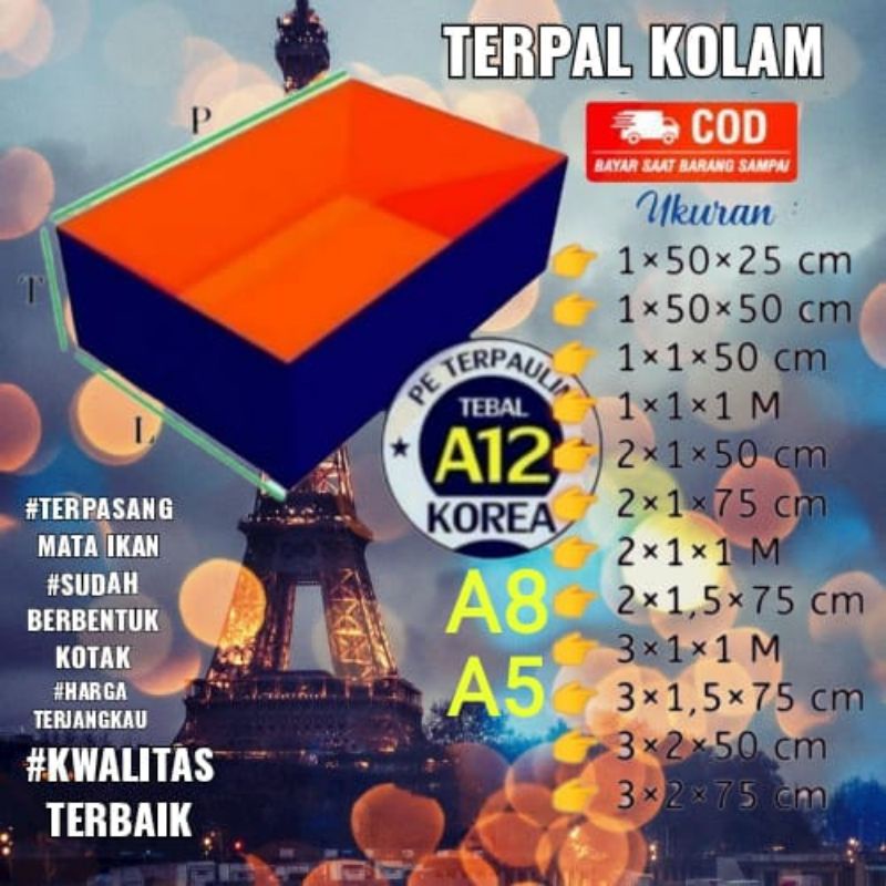 Terpal kolam ikan A5 A8 A12 kolam terpal ikan terpal kolam lele terpal kolam tebal bisa bayar cod