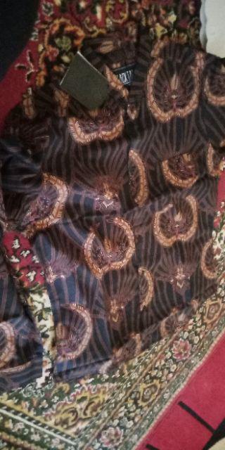 Credomenstore 7407 7806 Kemeja Batik Pria Lengan Panjang Hitam Coklat Floral Premium