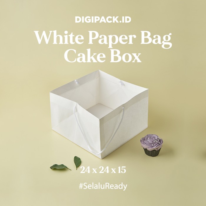 

NEW [Digipack] White Paper Bag Cake Box 24 x 24 x 15 | Kantong Kertas