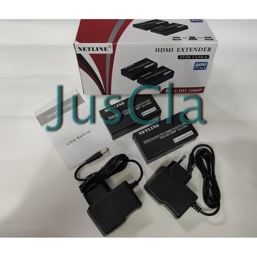 NETLINE HDMI Extender 60Mtr via kabel UTP Cat. 5E atau Cat. 6