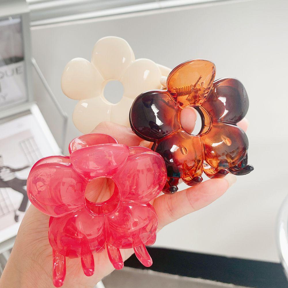 AUGUSTINA Aksesoris Rambut Hair Claw Transparan Sweet Wash Face Hollow Akrilik Untuk Wanita Ponytail Holder