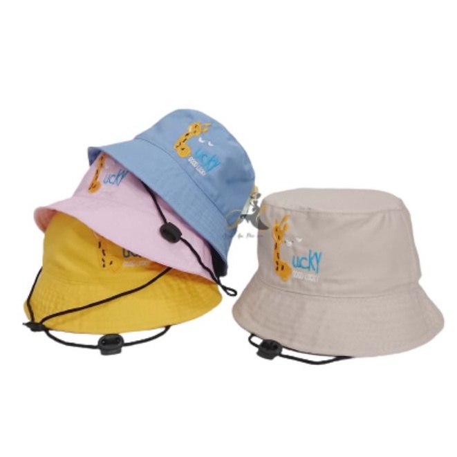 Topi Anak Bucket Jerapah Lucky All Size 1- 5 Tahun Bucket Hat Good Lucky Jerapah Bordir Topi Bucket Bertali Topi Anak Kekinian Bahan Adem Nyaman Dipakai