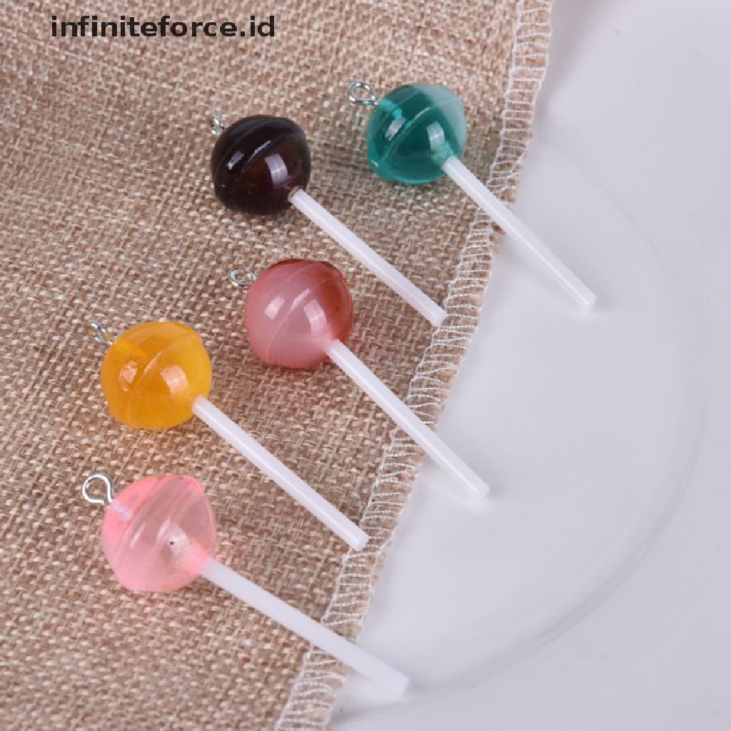 10pcs / Set Liontin Bentuk Lollipop Bahan Resin Transparan Untuk Membuat Perhiasan DIY