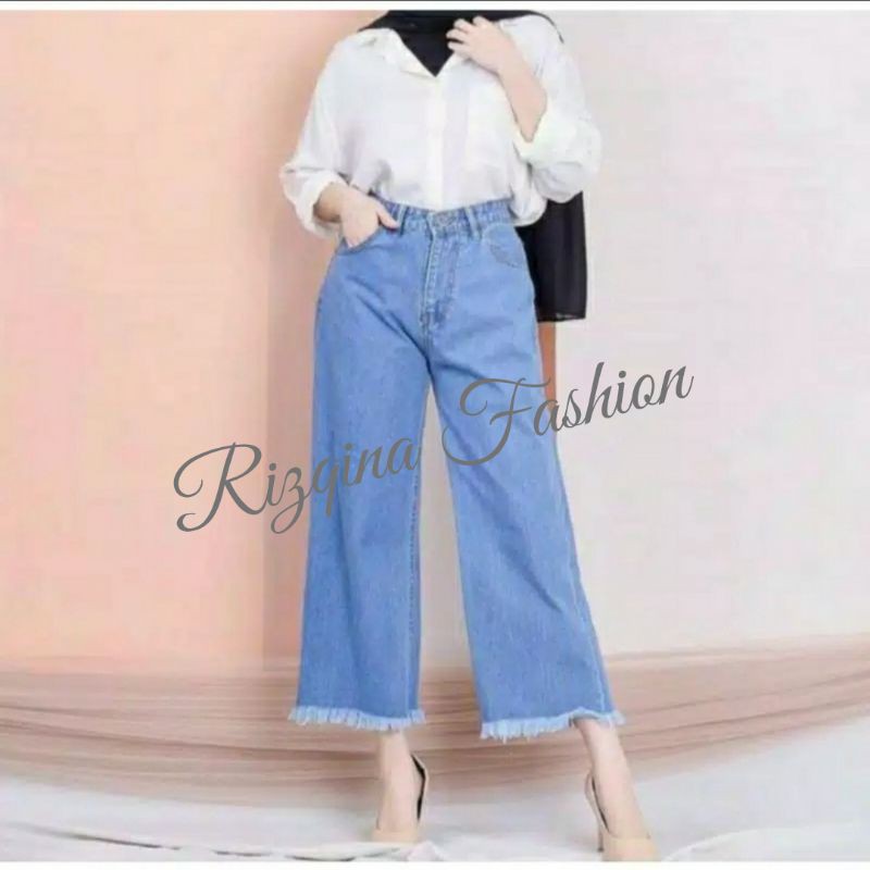 Celana Kulot jeans wanita HIGHT WAIST Premium SIZE 27-30 | Celana jean fashion | Kulot jeans cewek