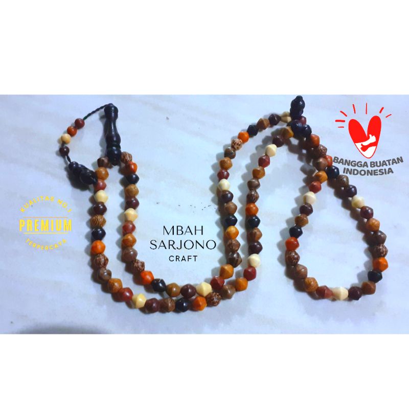 Tasbih 99 Kombinasi 9 Kayu Nusantara Bola Api 8mm/Tasbih Combination/Tasbeh Kayu/Tasbih Kayu Wajik/T
