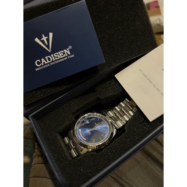 Jam Tangan Cadisen DayDate Angka Romawi Automatic Original Homage Silver Blue