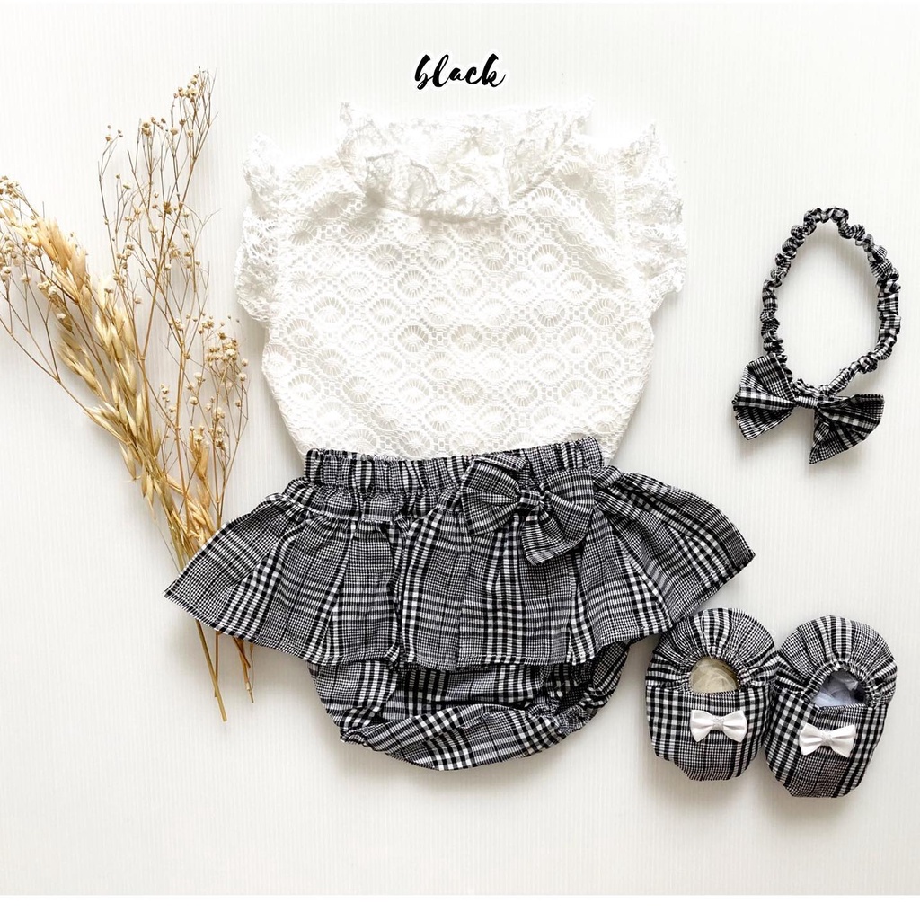 CASSANDRA /AIKO / BRIELLE JUMPER Baju Setelan Dress Rok Bunga Bandana Sepatu Pergi Lucu Fashion Anak Bayi Perempuan Cewek Terlaris Murah-Brielle black