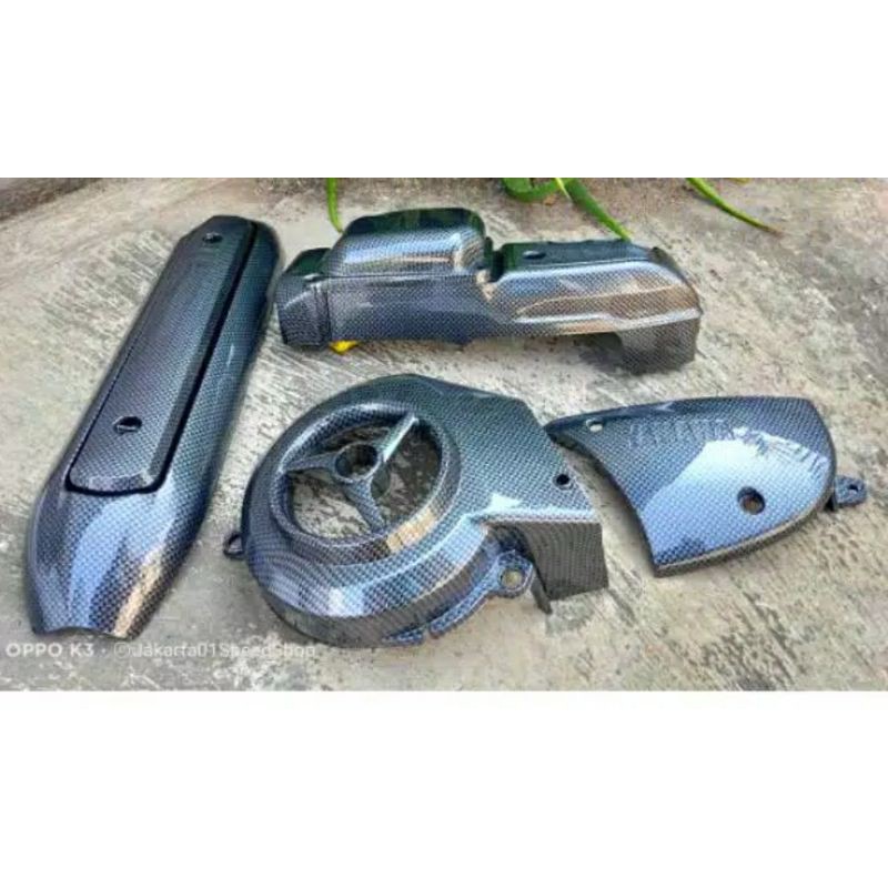 COVER TUTUP CVT MIO SPORTY KARBONCOVER KIPAS MIO SPORTY KARBON COVER TUTUP KNALPOT MIO SPORTY KARBON