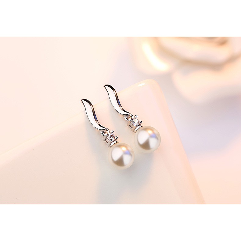 925 Perak Perempuan Liontin Anting-Anting Korea Mutiara Daun Berbentuk Hati Bow Fashion Ornamen