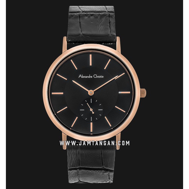 Alexandre Christie AC 8575 LS LRGBA Ladies Black Dial Black Leather Strap