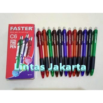 Ballpoint / Pulpen / Pen Merk Faster C6 (12 buah)