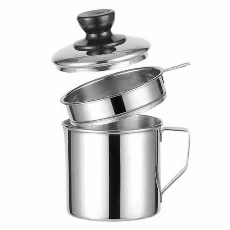 Saringan Minyak  , Oil Pot  ,  Oilpot Stainless Steel  , 12CM ,  liter saringan minyak