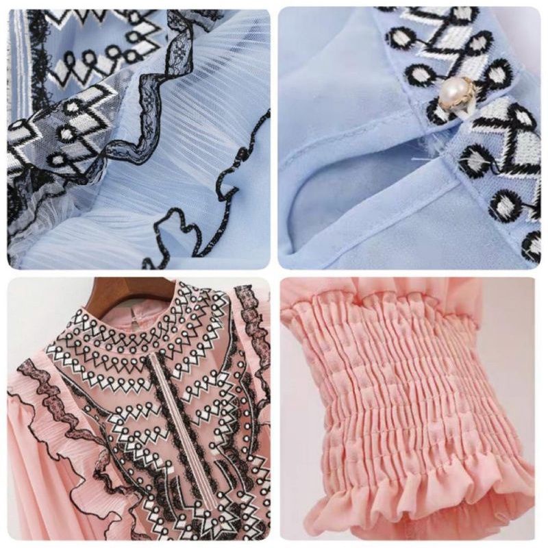 MDLV ~ 7655 STELLA EMBROIDERED TOP KOREA BLOUSE WANITA BLOUSE PREMIUM BLOUSE KOREA FASHION IMPORT