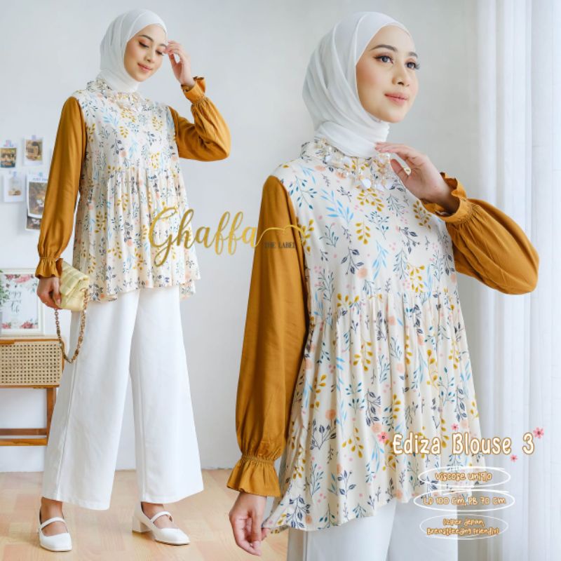 EDIZA BLOUSE kode 3 BY GHAFFA THE LABEL (BLOUSE MOTIF) Blouse muslimah rayon viscose rekomended