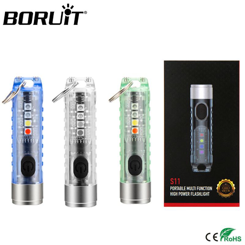 Original BORUiT Mini LED Flashlight Self-Defense Tactical Keychain Torch