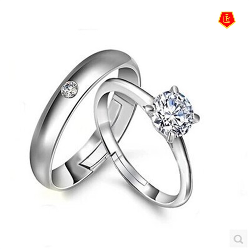 [Ready Stock]Fashion Personality Silver Moissanite Couple Rings