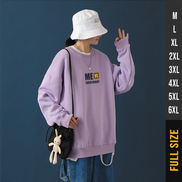 Sweater Wanita Oversize Jaket Sweter Korea Big Size Switer  Me Vs Everybody