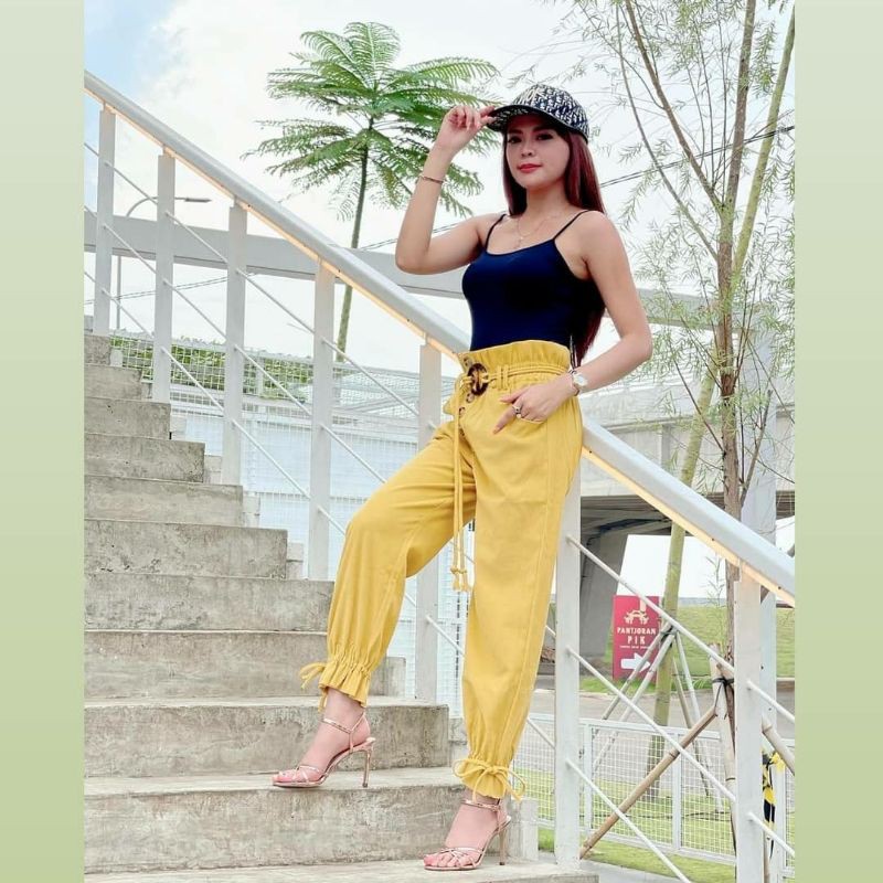 [ NA ] Pants Jogger HW Free Belt Tyara Barbie