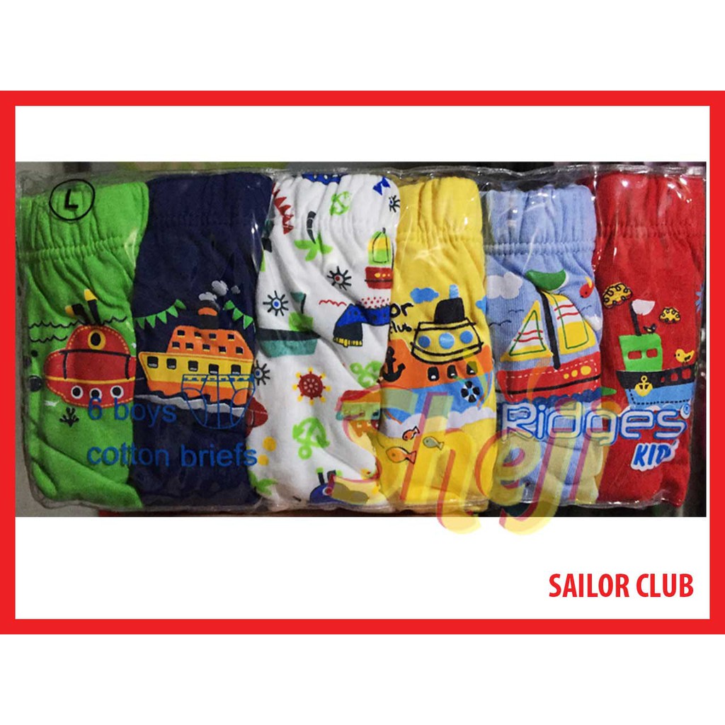 CELANA DALAM RIDGES ANAK COWO / RIDGES BOYS UNDERWARE &quot;SAILOR CLUB&quot; ISI 6 PCS