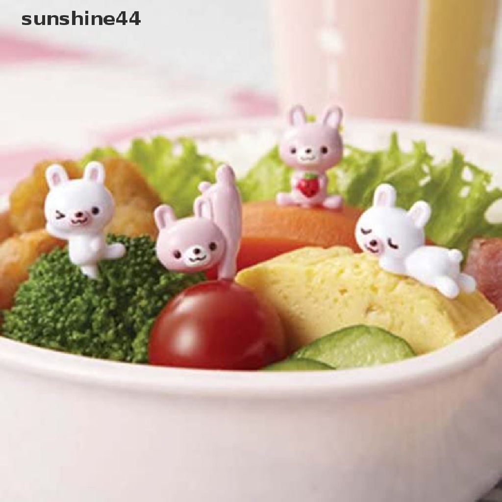 Sunshine 8Pcs / set Garpu Buah / Dessert / Kue / Bento Mini Motif Kartun Hewan Untuk Anak