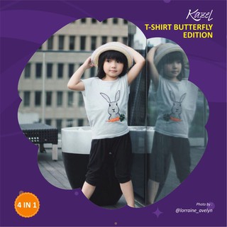  Kazel  T shirt Girl Butterfly Edition isi 4pcs baju  anak  
