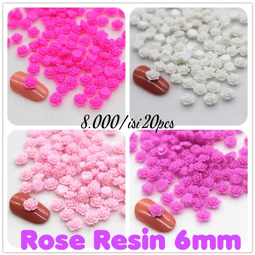 RESIN BUNGA MAWAR 6mm Rose resin Bahan craft nailart dan Tasbih digitalswarovski