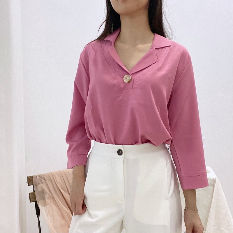 SINA Blouse Kantor Kerah / Atasan Wanita Casual / Blus Kerja Korea 0362