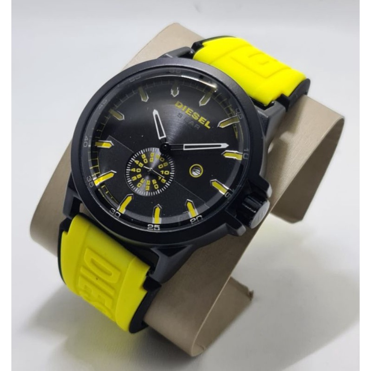 RDY !! Jam Tangan Pria Diesel Chrono Detik Aktif Strap Full Rubber