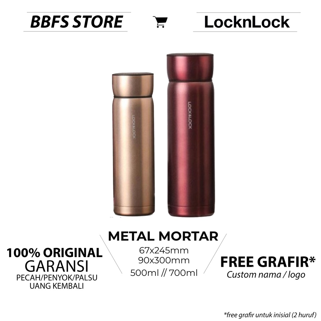 Lock n Lock Metal Mortar Premium Vacuum Hot n Cool Tumbler 500ml 700ml Gold Wine Termos Premium