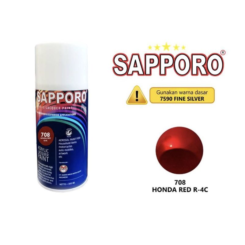 SAPPORO 701 / 708 HONDA RED R-4C CAT SEMPROT SPRAY PAINT WARNA MERAH CANDY saporo bukan merk PYLOX D