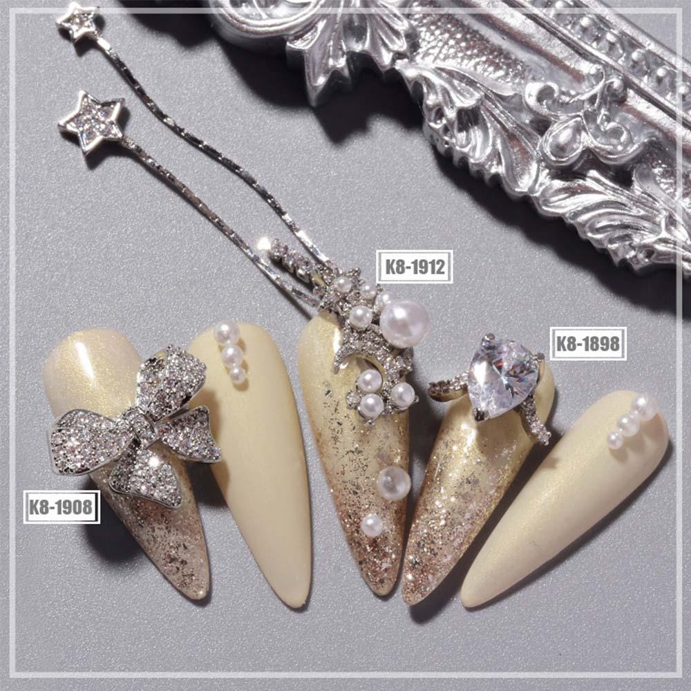 Mxbeauty Charms Rantai Rumbai Desain Bunga Zircon 3D Untuk Dekorasi Nail Art