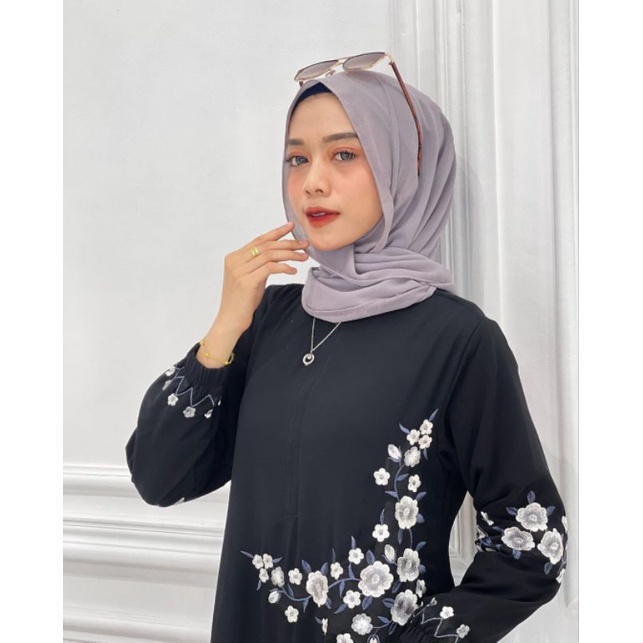 GAMIS MELAYU CAMELIA BORDIR | Gamis Melayu Malaysia Bordir Bunga Pinggir Premium Ceruty Babydoll