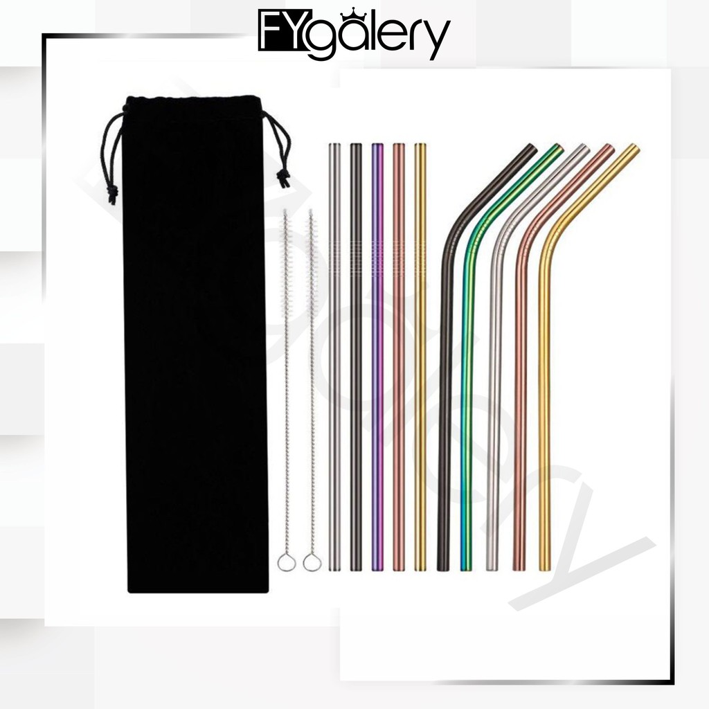 Sedotan Stainless 5 In 1 Reusable Straw Sedotan Reusable Straw Stainless