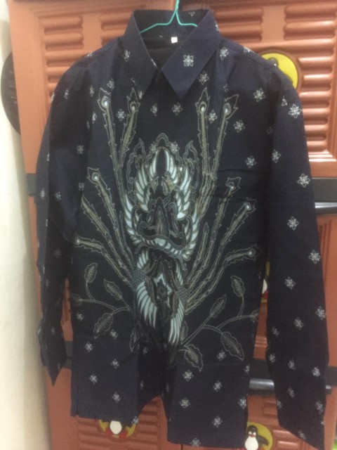 Arfana Navy Kemeja Batik Pria Full Furing Bahan Katun Sragenan