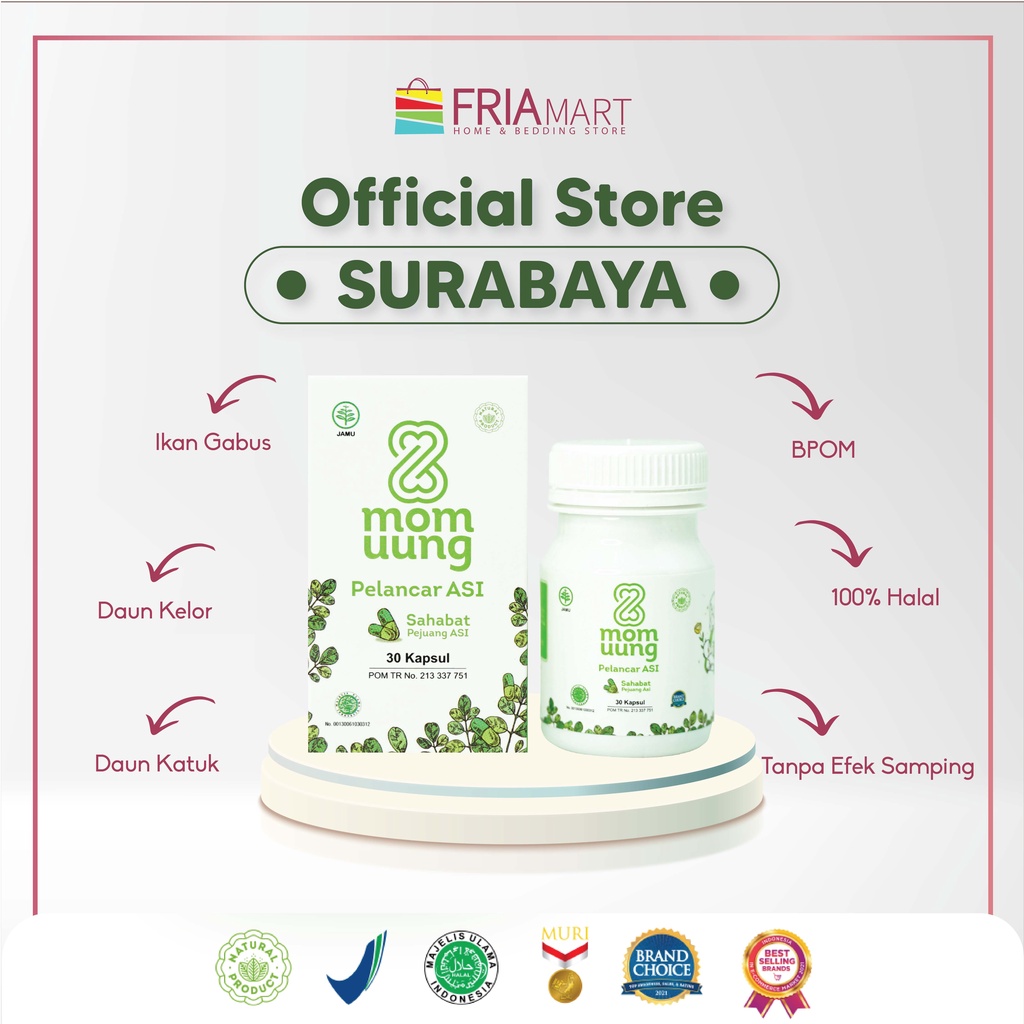 MOM UUNG ASI BOOSTER 60 KAPSUL/ PELANCAR ASI NATURAL / BPOM HALAL / MOMUUNG SURABAYA
