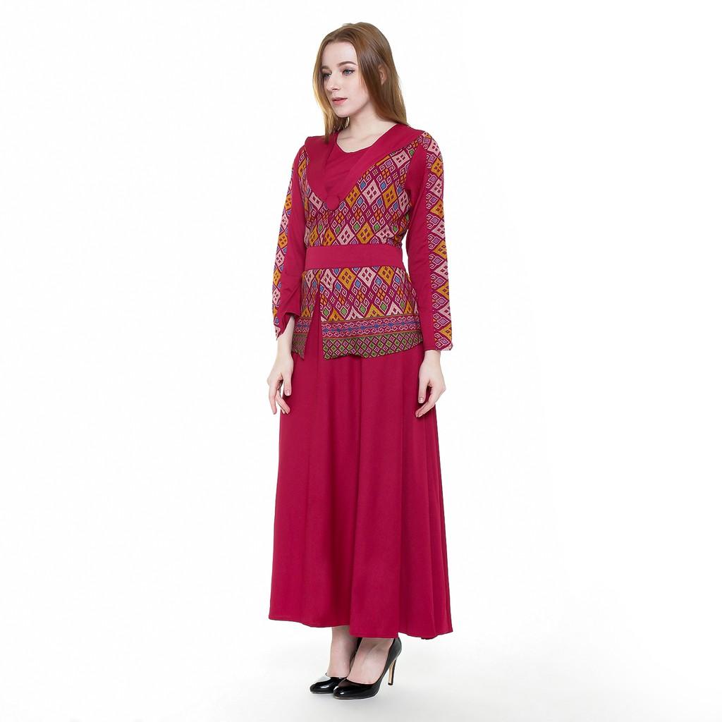 Long dress Gamis maxi lengan panjang variasi rompi tempel - XSHOP Chyra