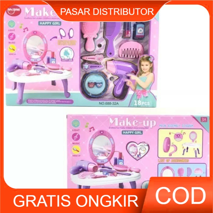 Mainan Meja Rias Anak Perempuan Dandan Make Up Happy Girl 18 pcs Mainan Edukasi Anak