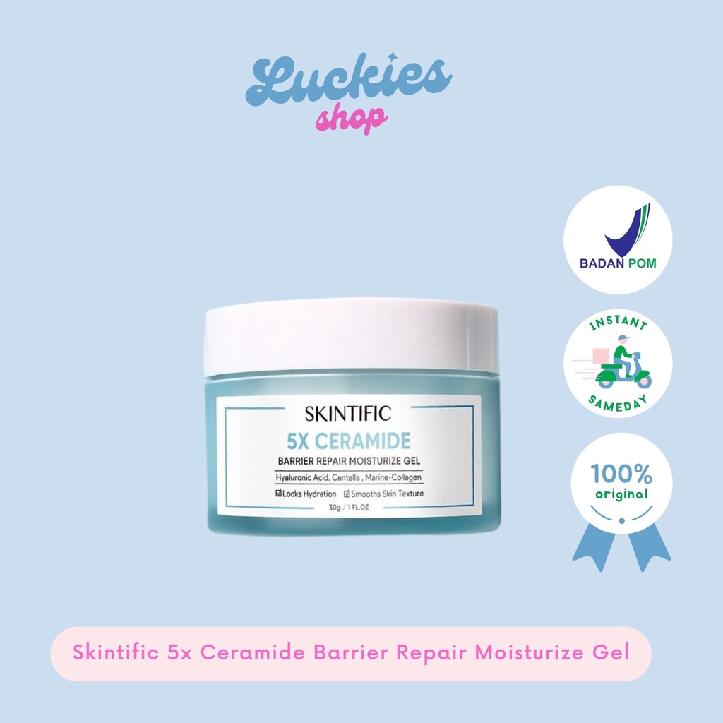 BPOM SKINTIFIC - 5x Ceramide Barrier Repair Moisturize Gel Moisturizer 30gr Krim Pelembab Wajah Muka